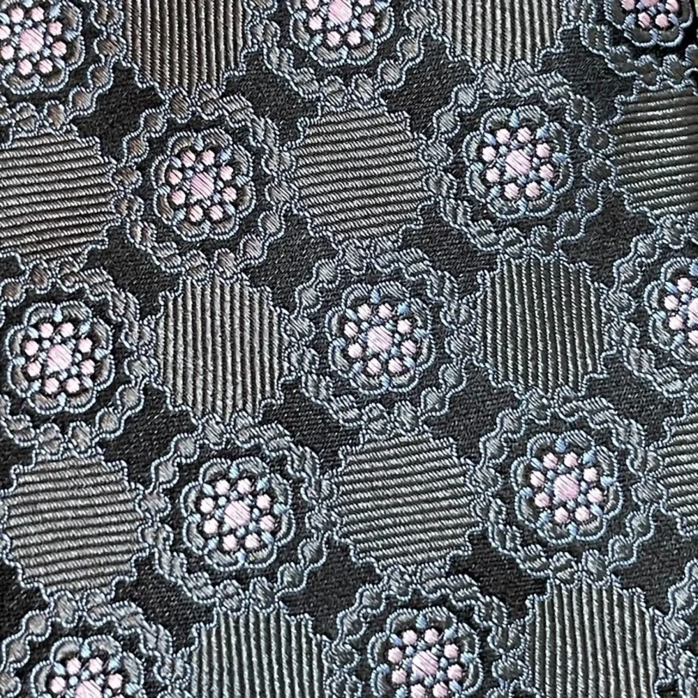 Robert Talbott Best of Class Nordstrom Tie Gray Blue Pink Geometric Silk USA 3.5